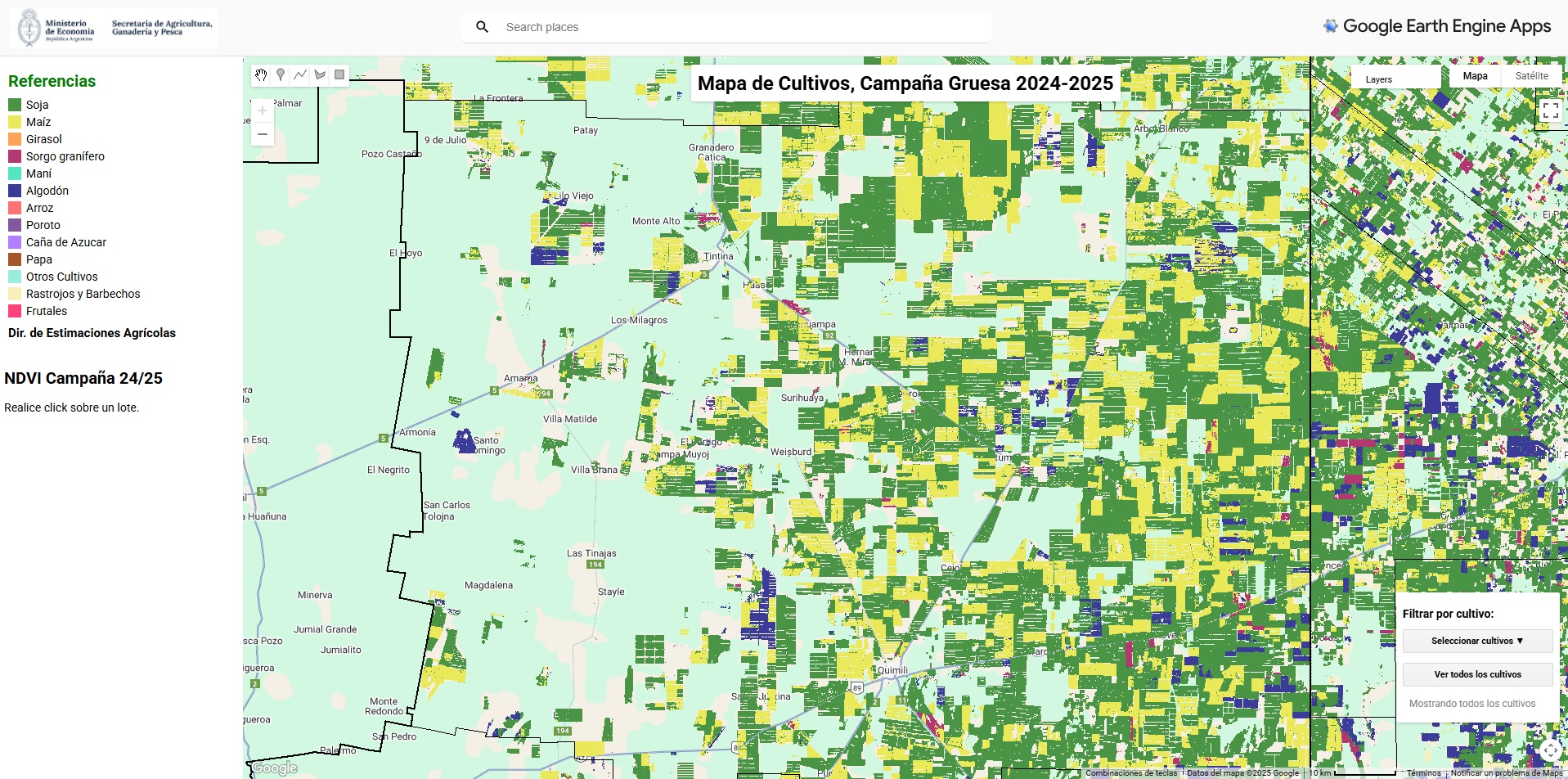 Mapa de Cultivos -Secretaría de Agricultura