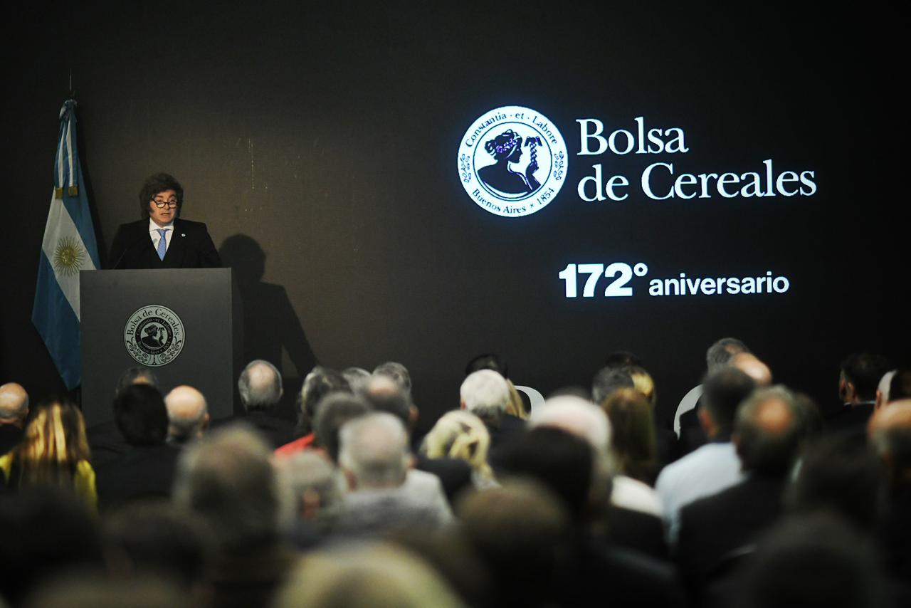 Milei en Bolsa de Cereales